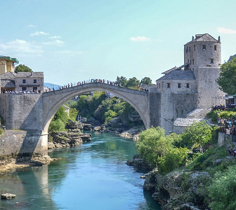 Mostar iconic bridge on this Balkan Adventure itinerary