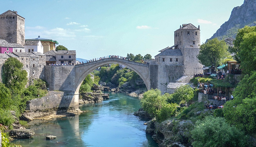 Mostar iconic bridge on this Balkan Adventure itinerary