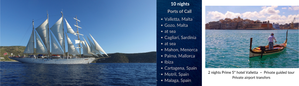 Malta to Malaga Stay and Sail aboard Star Clipper